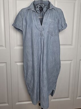 GAP Chambray Denim Shift Dress Blue Medium Casual Cotton Pockets